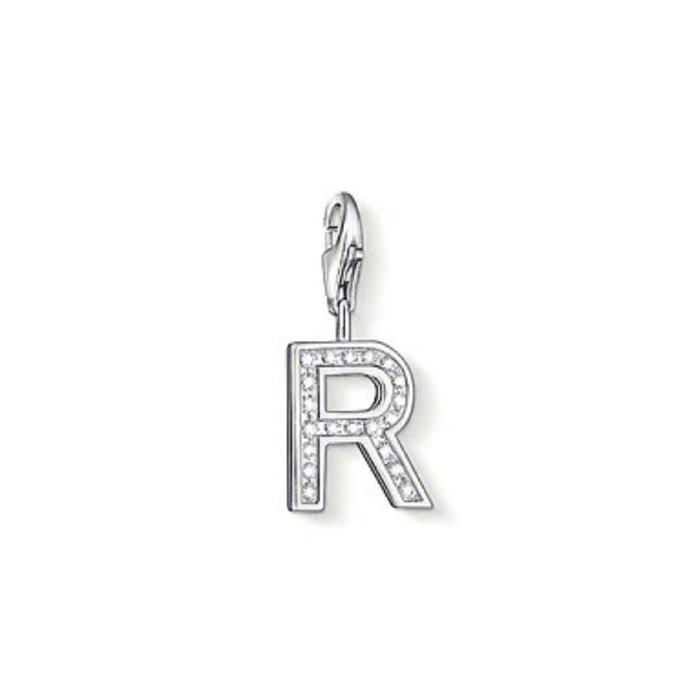 Thomas Sabo CZ Initial R Charm Sterling Silver White CZ Lobster Clasp